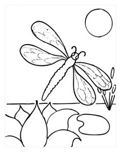 a drawing of a dragonfly sitting on top of a flower