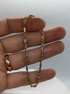 Made by MA Michael Anthony 3.8mm wide 7.5inches 4.3grams total Formal Rope Chain Bracelet Jewelry, Formal Rope Chain Bracelet, Formal 14k Gold Bracelets With Rope Chain, Yellow Gold Rope Chain Bracelet As Gift, 14k Gold Rope Chain Bracelet As Gift, 14k Gold Rope Chain Bracelet Gift, Yellow Gold Rope Chain Bracelet Gift, Formal Yellow Gold Rope Chain Bracelet, Tarnish Resistant 14k Gold-tone Chain Bracelet