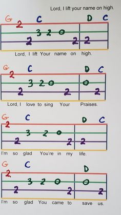 sheet music for children with the words lord, i lift your name on high and c