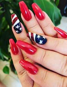 Coffin Tips, Simple Nails Design, Nails 4th Of July