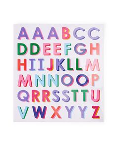 the letters and numbers are made out of colored crayon paper on a white background