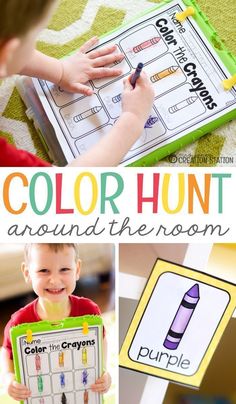 the color hunt is an easy way to teach children how to use crayons