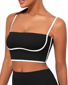 PRICES MAY VARY. Sports Bra Tank Tops For Women: Your workouts are customized to your needs — so shouldn't your gym tank tops for lady be to? Thin strap sports bra features adjustable spaghetti straps to ensure a personalised fit and the piping below the chest enhances the support of this workout shirts for teen girl. Support Sports Bra For Women With Built In Bras: the removable chest pad of this womens sports bras padded high support will offer the support you need. Yoga sports bras for lady i Tops Square Neck, Womens Going Out Tops, Top Spaghetti Strap, Athletic Crop Top, Bra Support, Womens Workout, Supportive Sports Bras, Womens Camisoles, Running Tank Tops