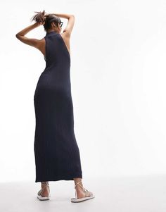 Dresses by Topshop Welcome to the next phase of Topshop Halterneck style Racer back Regular fit Ribbed Midi Dress, Racer Back, Halter Neck, Blue Fashion, Topshop, Asos, The Next, Midi Dress, Dresses