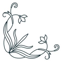 the outline of a flower and leaves on a white background