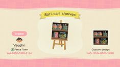 an animal crossing character is standing in front of a easel with books on it