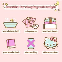 #hellokitty Virtual Journal, Sleeping Well, Practicing Self Love, Well Rested, Self Care Bullet Journal, Teen Life Hacks, Loving Life, Hello Kitty My Melody, Glow Up Tips