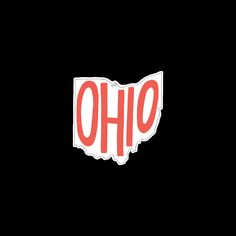 the state of ohio sticker is shown in red and white on a black background