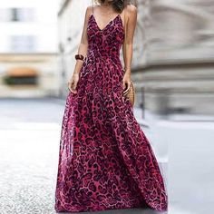 Silhouette: Fit and FlarePattern Type: LeopardDresses Length: Floor-LengthSleeve Style: Spaghetti StrapWaistline: NaturalNeckline: V-NeckSeason: SummerModel Number: dress US Bust(cm) Waist(cm) S 84 72 M 88 76 L 92 80 XL 96 84 XXL 100 88 3XL 104 92 Printed Non-stretch V-neck Maxi Dress, Pink V-neck Stretch Maxi Dress, Bare Back Dress, Leopard Print Maxi Dress, Maxi Skirt Style, Gaun Fashion, Long Beach Dress, Dress Chiffon, Sling Dress