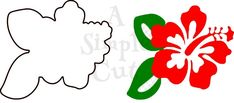 a red and green flower cut out on a white background