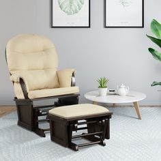 a living room with two chairs and a coffee table