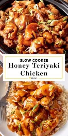 slow cooker honey - teriyaki chicken on top of rice