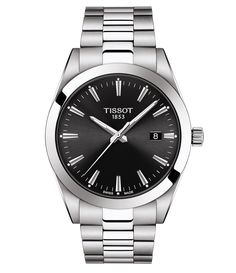 From the T-Classic Collection by Tissot&#x2C; this Men's watch features:Stainless steel strap with butterfly clasp with push-buttons closureStainless steel round caseScratch-resistant sapphire crystal dialSwiss quartz movementapprox. 40 mm case sizeWater-resistant approx. 10 bar (100 m/330 ft)2 Years of WarrantyT-Classic collectionDate WindowBattery Type Renata 371Imported. Tissot Gentleman, Tissot Mens Watch, Gentleman Watch, Swiss Watch Brands, Tissot Watches, Best Watches For Men, Rolex Oyster Perpetual, Luxury Watches For Men, Swiss Watches