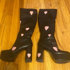 Lamoda Platform Heart Boots For Size 8-8.5 Candyfloss Love Platform Knee High Boots Heart Boots, Heart Platforms, Platform Knee High Boots, High Boots, Knee High Boots, Knee High, Women Shoes, Brand New, Boots