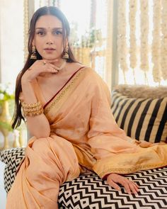 Blush Pink Saree, Marriage Registration, Aditi Rao Hydari, Aditi Rao, Traditional Wedding Attire, Bollywood Wedding, Saree Trends, Silky Dress