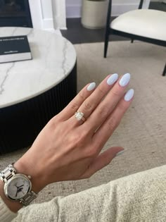 Blue Or White Nails, Opi Pale Blue Nail Polish, Short Powder Blue Nails, Dip Powder Gel Nails, Funny Bunny And It’s A Boy Opi, Light White Blue Nails, White Nails Funny Bunny, Blue Nails Pale Skin, Creamy Blue Nails