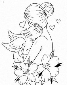 Stillbirth Tattoo, Mama Drawing, Mother Of An Angel, Angel Baby Drawing, Mom Of An Angel, Baby Memorial Tattoos, Angel Baby Art, Vom Avea Un Copil, Baby Angel Tattoo