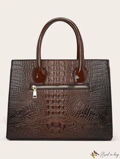 BirdinBag - Stylish & Spacious Crocodile Pattern Tote Bag - Set of 3 Business Brown Crocodile Pattern Bag, Business Shoulder Bag With Crocodile Pattern, Business Crocodile Pattern Shoulder Bag, Brown Crocodile Pattern Shoulder Bag With Double Handle, Business Crocodile Pattern Satchel Bag, Brown Handheld Bag With Crocodile Pattern, Daily Use Crocodile Pattern Tote Bag, Crocodile Pattern Tote Bag For Daily Use, Brown Crocodile Pattern Handheld Bags