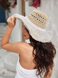 This Summer Chic hat is the perfect accessory for your next picnic or beach vacation. Made with ruffled lace details and a weaved design, it adds a touch of elegance to any summer outfit. Protect yourself from the sun while looking chic and stylish. Color : Apricot Details : Contrast Lace Material : Straw Product Technique : Hollow Out Size Crown Length Width one-size 58 40 40 Bohemian Hats For Beach Season Picnics, Summer Sun Hat For Beach Season Picnic, Summer Crochet Hat With Crochet Trim For Vacation, Summer Vacation Crochet Hat With Crochet Trim, Straw Hat For Garden Party And Beach Season, White Paper Straw Hat For Beach Season, White Paper Straw Hat For The Beach, Paper Straw Sun Hat For Beach Season Picnics, Beach Season Paper Straw Sun Hat For Picnics