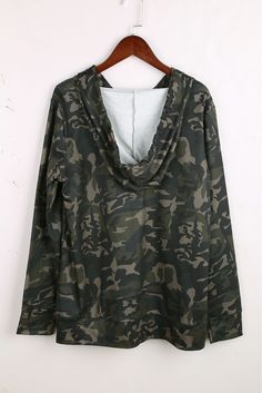 Camo Print Kangaroo Pocket Hoodie Military Style Long Sleeve Hoodie For Fall, Military Long Sleeve Hoodie For Fall, Camouflage Hoodie Sweatshirt For Fall, Camouflage Drawstring Hood Sweatshirt For Fall, Camouflage Sweatshirt With Drawstring Hood For Fall, Fall Camouflage Sweatshirt With Drawstring Hood, Military Style Khaki Hoodie For Fall, Khaki Military Hoodie For Fall, Casual Camouflage Tops With Pockets