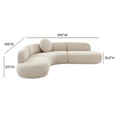 the sectional sofa is shown with measurements for each seat and back end, along with an additional