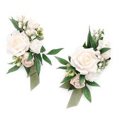 PRICES MAY VARY. 50% Silk, 50% Foam Package: Set of 2 shoulder corsages, each approx. 3.5" wide and 8" tall. Each shoulder flower is equipped with clips to wear on your dress. Material: The elegant shoulder corsages are made of cream hybrid tea rose, nude rosebud, white rosebud, accented with baby's breath Rosa Banksiae leaves, silver brunia, and pearl floral pick. For something more wowee - a piece of floral art pinned on the shoulder of a dress is something that will definitely stand out. Perf Simple Corsage, Rosa Banksiae, French Weddings, Shoulder Corsage, Silver Brunia, Weddings Country, White Corsage, Prom Corsages, Homecoming Corsage