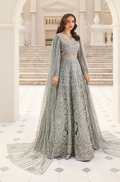 Nomi Ansari Bridal, Minty Breeze, Work Crystals, Dress Lehenga, Pakistani Bridal Lehenga, Luxury Suit, Green Lehenga Choli, Bridal Party Dress, Nomi Ansari