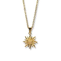 Material: 18K Gold Filled & CZ Diamonds Hypoallergenic Non-Tarnish Pendant Size: 1.9cm x 2.6cm Elegant Adjustable Jewelry With Sun Design, 14k Gold Necklaces With Sun Design, Nickel-free Yellow Gold Metal Necklace, 14k Gold Sun Design Necklaces, 14k Gold Sun Design Necklace, Elegant Brass Jewelry With Sun Design, Elegant Sun Design Pendant Jewelry, Elegant Sun Design Pendant Necklace, Elegant Sun Design Necklace