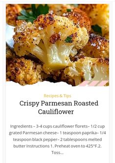 Cauliflower With Parmesan Cheese, Recipes With Parmesan Cheese, Grandma's Recipes, Veggie Side Dishes, Cauliflower Recipes, Vegetable Sides, Healthy Side Dishes