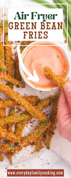 air fryer green bean fries with dipping sauce