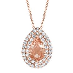 Morganite Double Halo Pear Pendant Pink Combination, Sapphire Eternity Band, December Birthstone Jewelry, Pear Pendant, Blue Topaz Jewelry, Floating Necklace, September Birthstone Jewelry, Halo Necklace, Bling Wedding