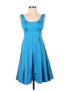 Calvin Klein Cocktail Dress Size: P Blue Dresses - used. 97% COTTON, 3% SPANDEX, Fit & Flare, Square, Solid, Knee Length, Sleeveless | Calvin Klein Cocktail Dress - Fit & Flare: Blue Solid Dresses - Used - Size P Affordable Calvin Klein Spring Dresses, Blue Cocktail Dress, Blue Solid, Klein Blue, Solid Dress, Fit & Flare, Dream Closet, Blue Dresses, Knee Length