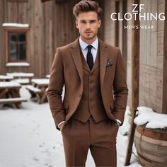 Tailored Suit, 3 Piece Suits, Men's Suits, Mens Suits, 3 Piece, Dark Brown