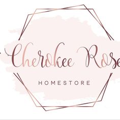 the logo for cheroke rose homestoree, which has been painted in pink and gold