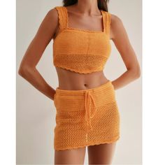 Nwt Urban Outfitters Crotchet Knit Wide Strap Cropped Adjustable Tie Back 2 Piece Set Both Size M Skirt Has Workable Tie String To Make Tighter And Adjust Waist Ships Within 24 Hours Knit Mini Skirt For Summer, Summer Fitted Knit Skirt, Fitted Knit Skirt For Summer, Casual Mini Length Crochet Top For Spring, Casual Skirt With Crochet Trim For Vacation, Casual Summer Skirt With Crochet Trim, Spring Fitted Knitted Skirt, Fitted Knitted Skirt For Spring, Fitted Knit Beach Skirt