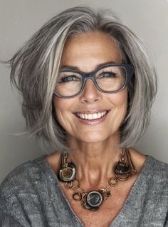 Womens Gray Hair, Womens Grey Hair, Short Haircut For Gray Hair, Hairstyles 60 And Over, Glasses And Grey Hair, Short Layered Gray Hair, Women Short Layered Haircuts, Gray Hair Glasses, Over 60 Womens Hairstyles