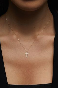 "High quality cross necklace for everyday wearing. 14k Solid Gold Cross Necklace for Women / Cross Necklace Gold / Best friend Necklace Gift / Gold Necklace / Gift for Mom *60 Day Return Policy We are committed to your satisfaction. Engraved or non-engraved; if you are not happy with your choice, return it in original condition within 60 days. ITEM DETAILS Material: Cross Necklace is 14K Solid GOLD ( not filled or plated).  * Gold Necklace Chain Length: 18\" inch (45cm)  * Chain Width: 0,65mm * Elegant Personalized Crucifix Necklace, Rose Gold Crucifix Necklaces For Anniversary, Rose Gold Crucifix Necklaces For Anniversaries, Rose Gold Crucifix Necklace As Gift, Gift Rose Gold Crucifix Cross Necklace, Elegant Personalized Crucifix Jewelry, Personalized Crucifix Jewelry For Gift, Rose Gold Crucifix Jewelry For Gifts, Crucifix Clavicle Chain Jewelry For Gift