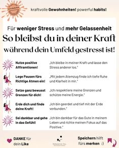 🐝 REMINDER: Du hast die Kontrolle über deine Energie! Bleibe fokussiert und in deiner Kraft, egal was um dich herum passiert!! 😳 Vielleicht kennst du Situationen, in denen dein Umfeld komplett gestresst ist und du Gefahr läufst, dich davon anstecken zu lassen! 💃🏻 Nutze gerne die Möglichkeiten, in Post mit den unterstützenden Affirmationen, um ganz bei dir zu bleiben! ☀️ Dem es nützt niemanden, wenn du dich mitreißen lässt. Vor allen Dingen nicht dir selbst! Und es ist DEIN LEBEN! Du entsch... Tipps Dbt, Positive Mind, Heart And Mind, Coaching, Bullet Journal, Mindfulness, Writing