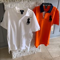 Brand New Polo By Ralph Lauren Shirts Size Medium Which Is A 10/12. Never Worn Great Condition With Tags. Cleaning Out Closets So Please Look For Other Items You Can Bundle! Casual Orange Tops For School, Ralph Lauren Boys, Ralph Lauren Shirt, Polo Shirts, Polo By Ralph Lauren, Kids Shirts, Polo Ralph, Shirts Tops, Polo Ralph Lauren