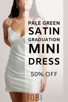 Dresses For Graduation, Night Out Style, Graduation Dresses, Casual Day Dresses, Open Back Dress, Open Back Dresses, Satin Mini Dress, Mini Dress Shop, Green Satin