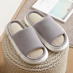 The Hemp Indoor Slides are very cute, minimalistic, and comfortable! They have a beautifully woven sole and the trim of the slides matches the strap that wide runs over your feet. See for yourself why these slides are great for indoor use! ﻿FEATURES: Style Open toe Season Spring/Summer Sole Flat Vamp material EVA COMFORTABLE MATERIAL: The Hemp Indoor Slides are made of high-density material. These are light, soft, breathable, and waterproof, and their excellent flexibility and durability make th Comfortable Non-slip Slides With Round Toe, Comfortable Indoor Sandals With Round Toe, Comfortable Slip-on Slides For Leisure, Comfortable Non-slip Slides For Leisure, Comfortable Non-slip Slides, Comfortable Platform Slippers With Rubber Sole, Comfortable Synthetic Platform Slippers With Rubber Sole, Comfortable Flat Slippers With Textured Sole, Non-slip Open Toe Platform Slippers For Leisure