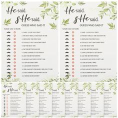 the printable wedding game for brides and grooms to play with each other