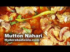 a close up of food in a bowl with the words mutton nahari on it