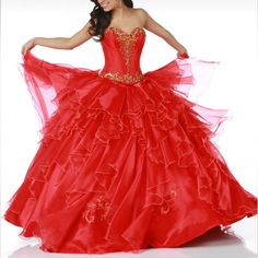 Perfect Condition - Limited Edition Disney Princess Mulan Sweet 16 Dress In Color Red With Gold Rhinestones Size 4 With Detachable Corset And Skirt Disney Princess Mulan, Princess Mulan, Corset And Skirt, Sweet 16 Dress, Disney Mulan, 16 Dress, Disney Dresses, Sweet 16 Dresses, Gold Rhinestone