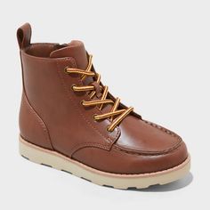 Kids' Bosley Boots - Cat & Jack™ Cognac 1 Fall High-top Boots For School, School Boots For Fall With Round Toe, Brown Synthetic Boots With Round Toe, Casual School Boots For Fall, Mid Top Sneakers, Faux Leather Boots, Rubber Boot, Children Shoes, Cat & Jack