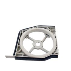 a white steering wheel with black spokes on a white background for the nintendo wii