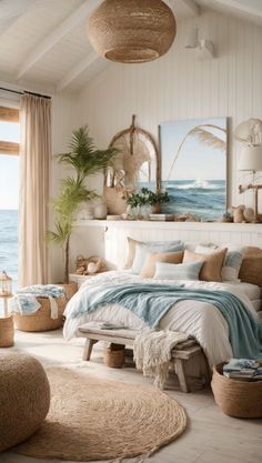 Coastal Farmhouse Bedroom Ideas, Beach Cottage Bedroom, Costal Bedroom, Luxury Bedrooms, Coastal Room, Modern Luxury Bedroom, Cottage Bedroom, Beach House Interior, Room Inspiration Bedroom