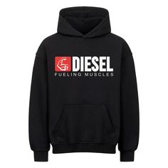 Welcome to Muscle Revolution HQ, where style meets power - proudly presenting the "Diesel Fuel" Hoodie! You know Diesel, the fashion brand that's always been in the fast lane. But wait, what is this? On this hoodie, the legendary Diesel logo is pimped up with a muscular surprise! Instead of the chic "D", you now see a steely bicep looking back at you as if to say: "Forget the gas - I run on pure muscle diesel!" The word "Diesel" remains, but to the left of the word our muscular "D" provides an e Heavyweight Casual Sweatshirt For Streetwear, Gym Hoodie With Logo Print And Long Sleeves, Long Sleeve Gym Hoodie With Logo Print, Logo Print Crew Hoodie For Streetwear, Crew Hoodie With Logo Print For Streetwear, Crew Neck Hoodie With Logo For Streetwear, Heavyweight Cotton Sweatshirt For Streetwear, Heavyweight Cotton Long Sleeve Sweatshirt, Winter Gym Sweatshirt With Graphic Print