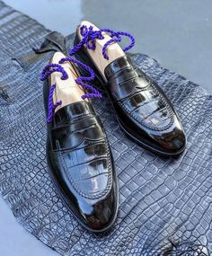 Black Leather Crocodile/Alligator Classic Loafers Dress Shoes on Storenvy