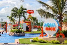 an amusement park with water slides and children's play areas